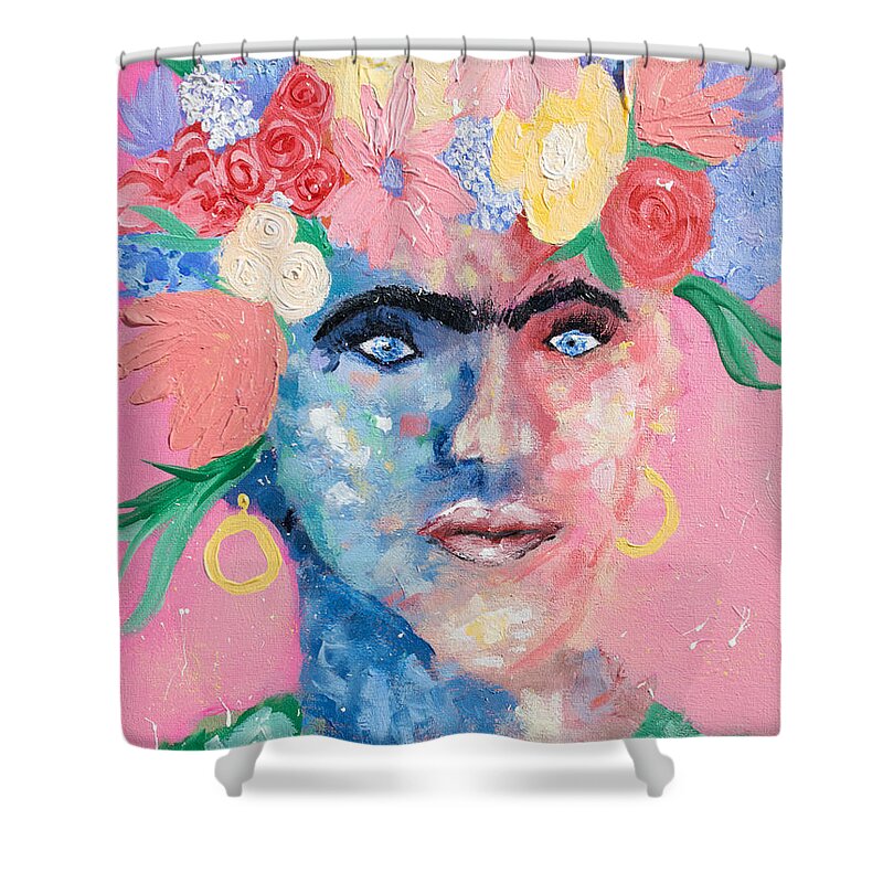Frida Shower Curtain featuring the painting Emulating Frida by Bonny Puckett