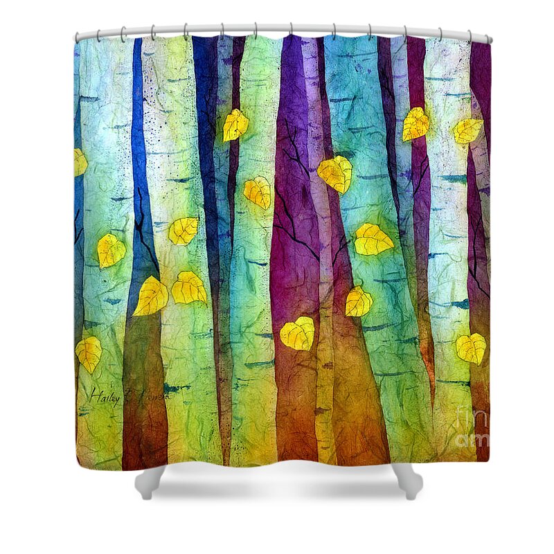 Forest Shower Curtain featuring the painting Enchanted Forest by Hailey E Herrera