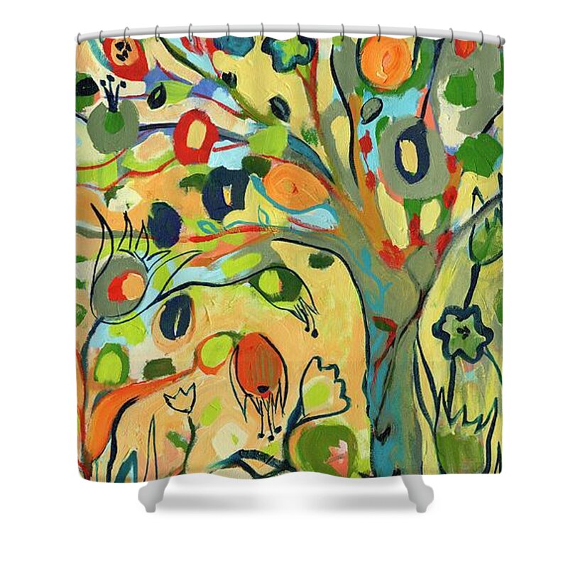 Tree Shower Curtain featuring the painting Enchanted Garden Part 3 by Jennifer Lommers