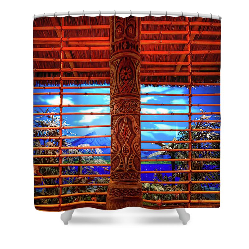 Magic Kingdom Shower Curtain featuring the photograph Enchanted Tiki Room Window Diorama by Mark Andrew Thomas