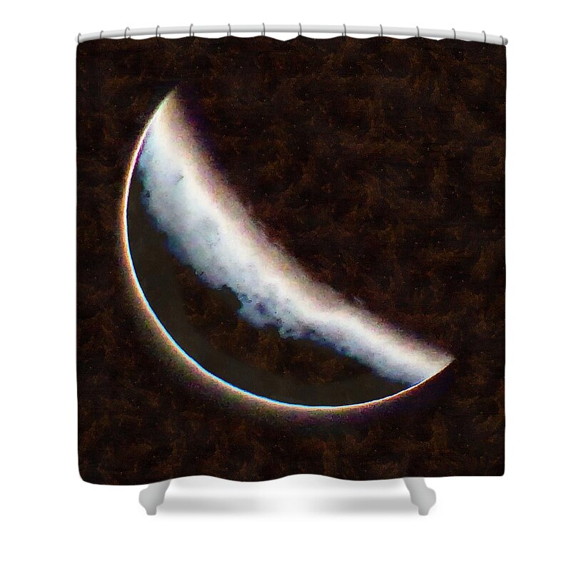 Moon Shower Curtain featuring the mixed media End of a Lunar Eclipse by Christopher Reed