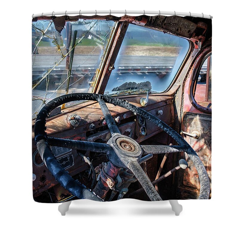 Truck Farm Shower Curtain featuring the photograph End of the Road by Georgette Grossman