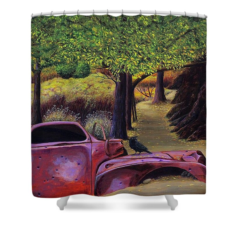Kim Mcclinton Shower Curtain featuring the painting End of the Road by Kim McClinton