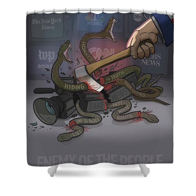 #enemyofthepeople #fakenews #msm Shower Curtain featuring the digital art Enemy of the People by Emerson Design