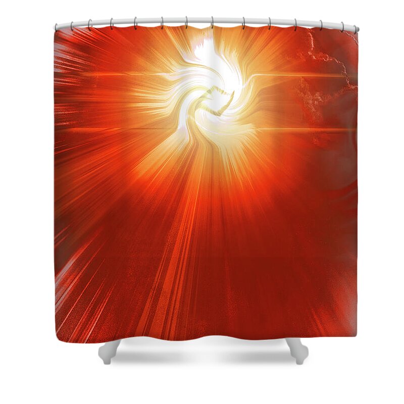 Energy Shower Curtain featuring the mixed media Energy Warp by Kellice Swaggerty
