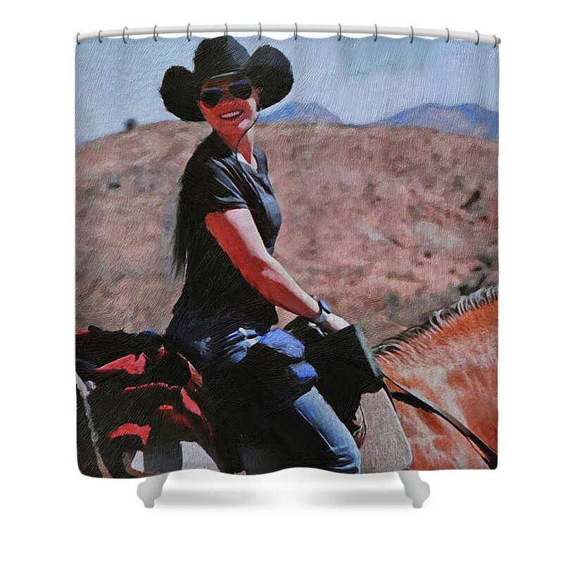 Horse Riding Shower Curtain featuring the photograph Enjoy the West by Dennis Baswell