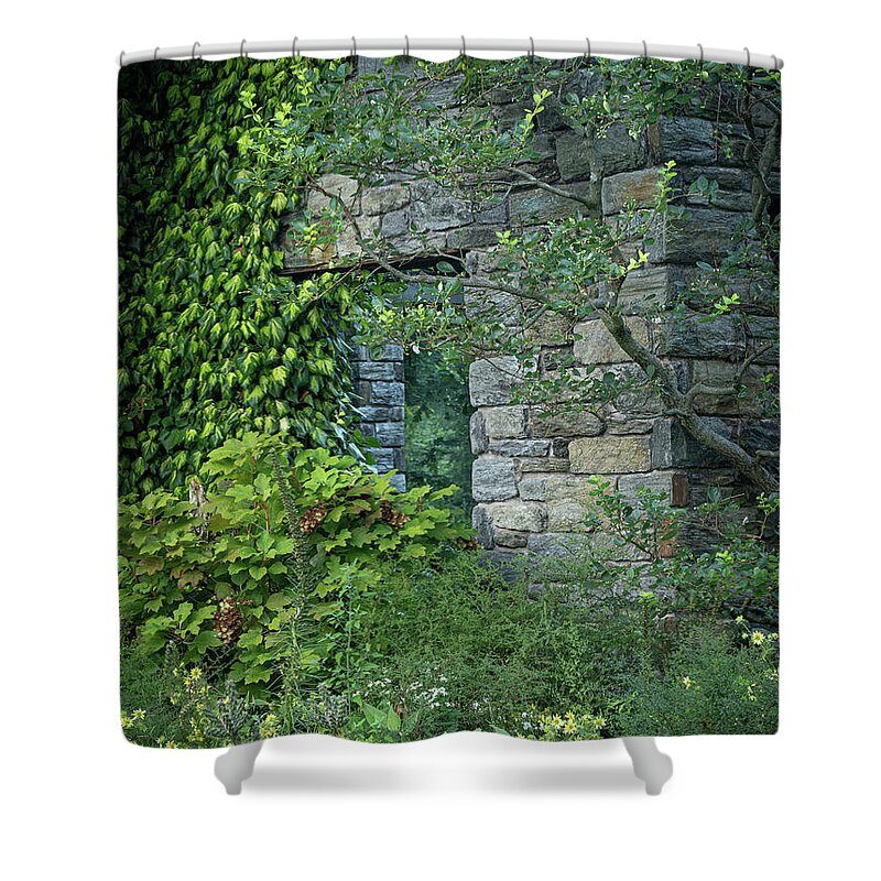 Garden Shower Curtain featuring the photograph Enshrouded Ruins at Chanticleer by Kristia Adams