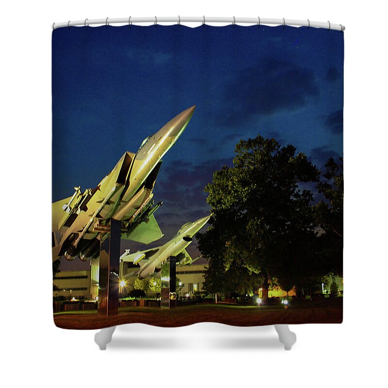 Wright Patterson Shower Curtain featuring the photograph Entrance Wright Patterson AFB by Tommy Anderson