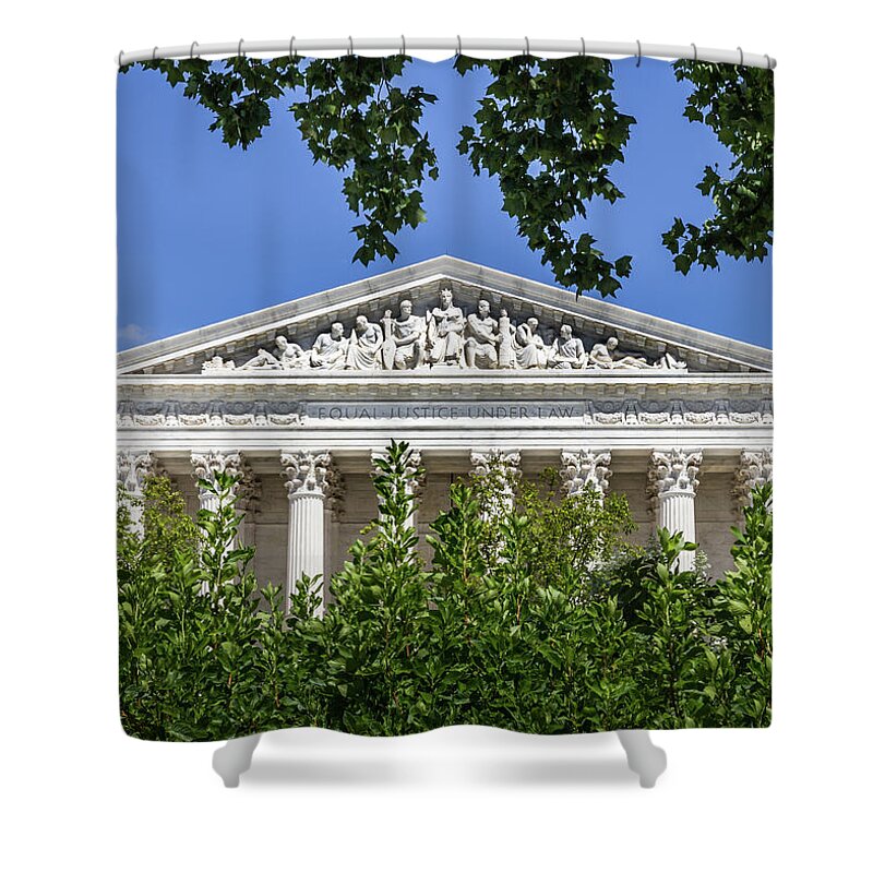 Columns Shower Curtain featuring the photograph Equal Justice Under Law - The Supreme Court Building by Elvira Peretsman