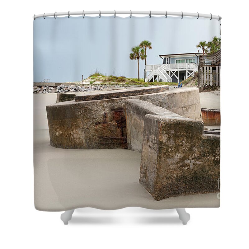 Historic Military Apparatus Shower Curtain featuring the photograph Eroding Time - World War II Coastal Defense - Sullivan's Island by Dale Powell