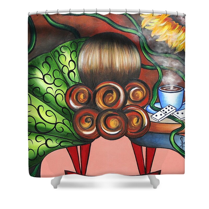 Lady Shower Curtain featuring the painting Es Un Regalo by Annie Maxwell