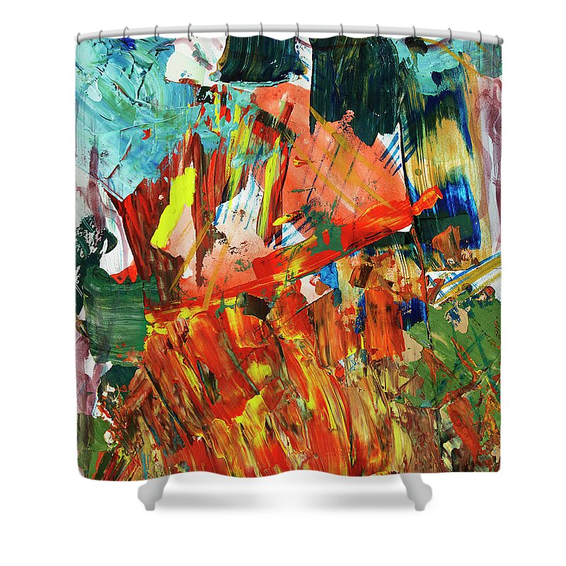  Empowered Shower Curtain featuring the painting Fire on the Mountain by Tessa Evette