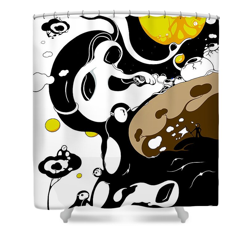 Space Shower Curtain featuring the digital art Escaping Annihilation by Craig Tilley