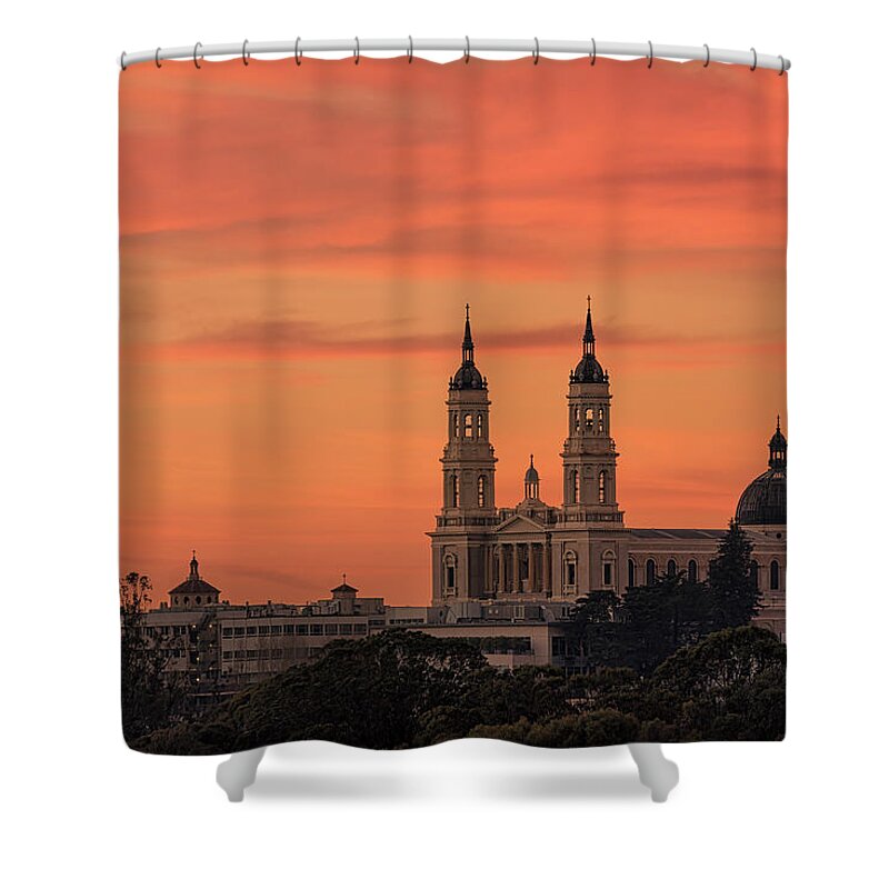 St. Ignatius Shower Curtain featuring the photograph Etched in Time by Laura Macky