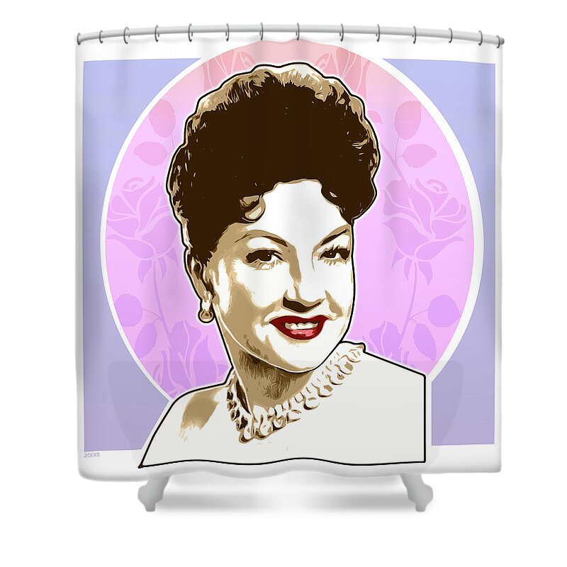 Ethel Merman Shower Curtain featuring the digital art Ethel Merman by Greg Joens