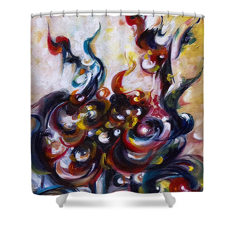 Abstract Shower Curtain featuring the painting Ether In Atmosphere - Abstract 3 by Harsh Malik