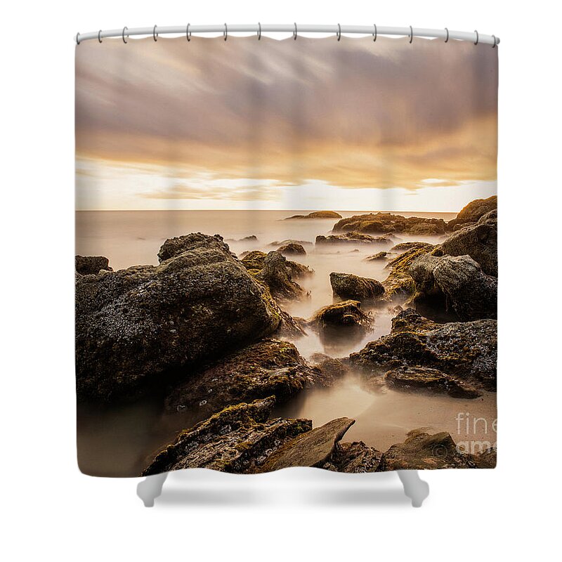 Ethereal Moss Beach Seascape At Sunset On The Pacific Coast Of Southern California Shower Curtain featuring the photograph Ethereal Moss Beach, California by Abigail Diane Photography