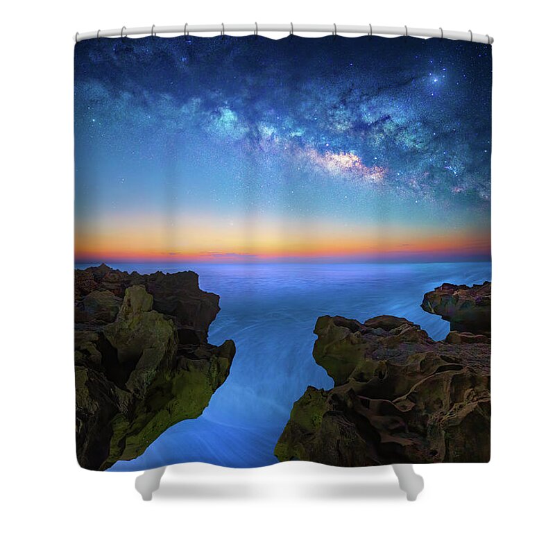 Milky Way Shower Curtain featuring the photograph Ethereal Shores by Mark Andrew Thomas