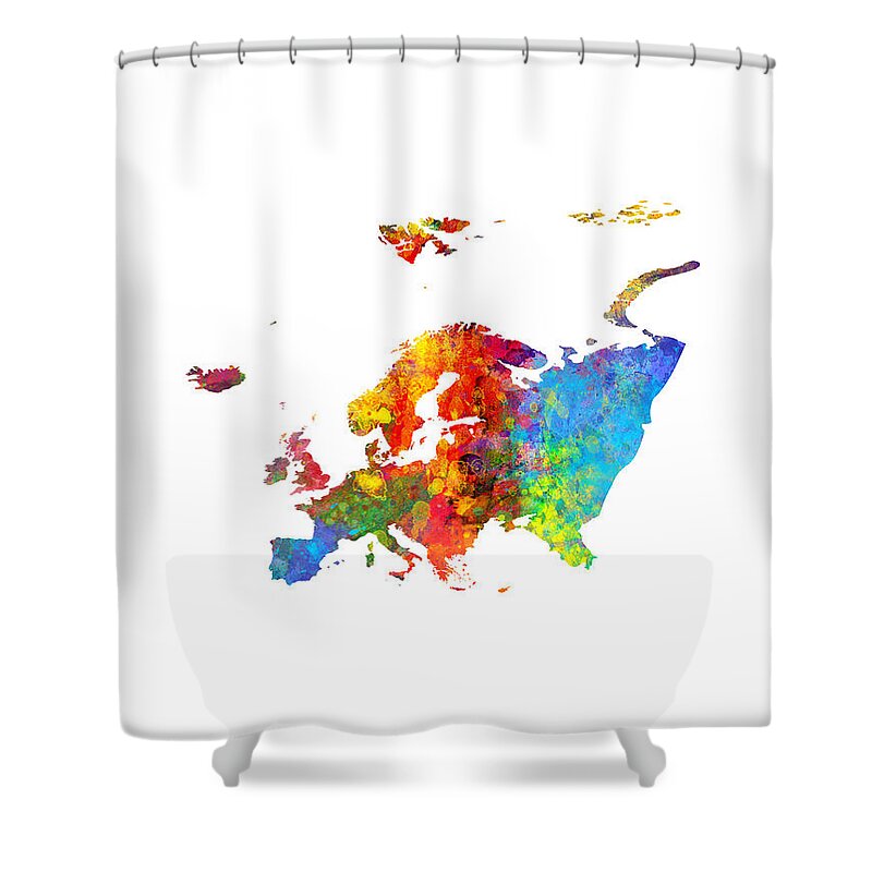 Europe Shower Curtain featuring the digital art Europe Watercolor Map by Michael Tompsett