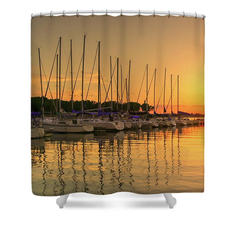 Fine Art Shower Curtain featuring the photograph Evening Calm at Redbud Bay by Robert Harris
