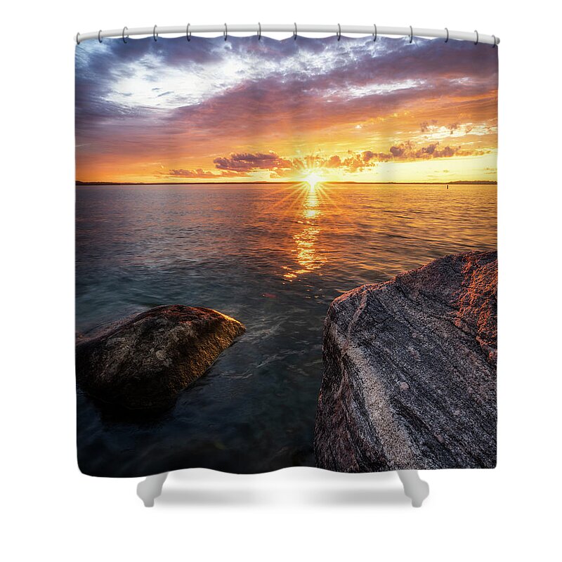 Sunset Shower Curtain featuring the photograph Evening Flare by Nate Brack