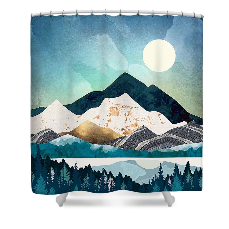 Digital Shower Curtain featuring the digital art Evening Forest by Spacefrog Designs