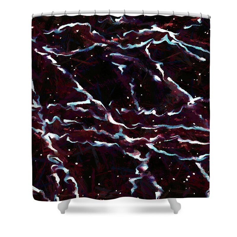 Woods Shower Curtain featuring the mixed media Evening in the Snowy Woods by Christopher Reed