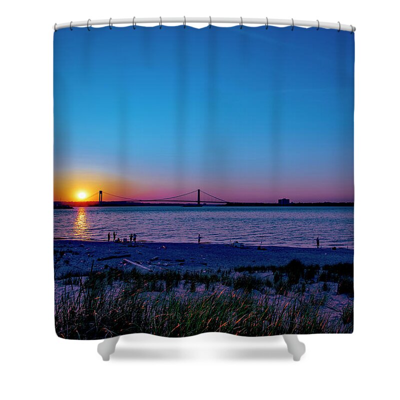 Architecture Shower Curtain featuring the photograph Evening on Gravesend Bay by Stef Ko