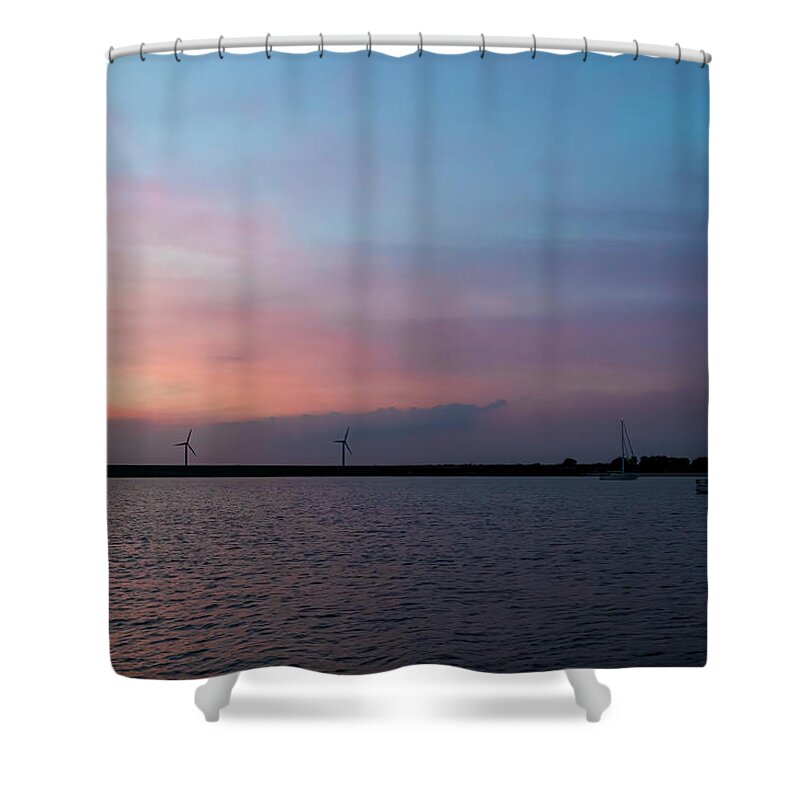 Evening Shower Curtain featuring the photograph Evening on the water by Marjolein Van Middelkoop