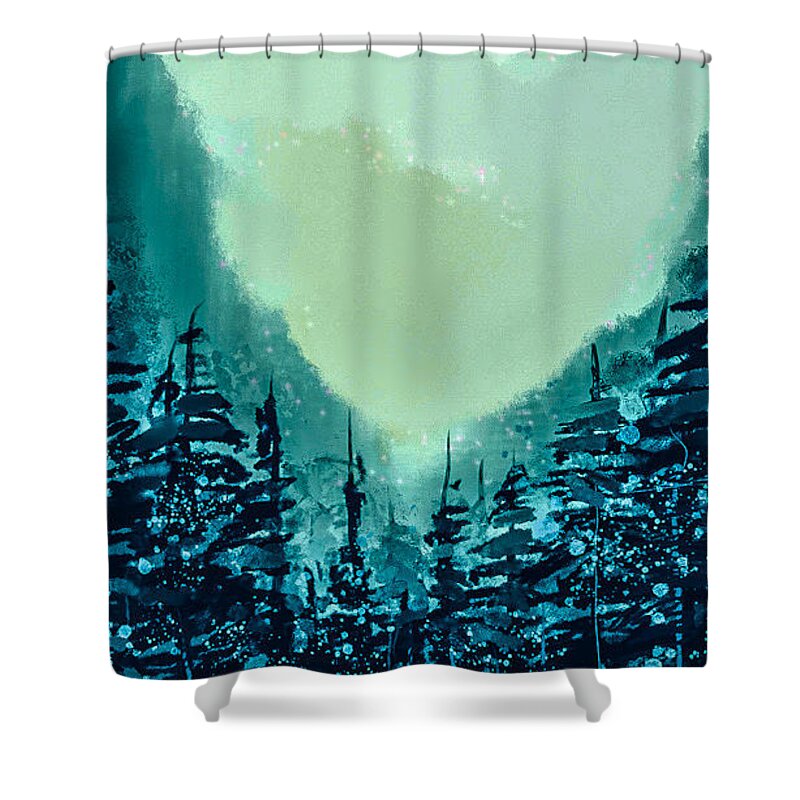 Evergreen Shower Curtain featuring the digital art Evergreen by Eileen Backman
