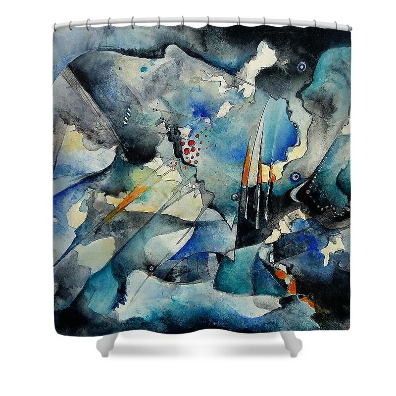 Abstract Watercolor Painting Shower Curtain featuring the painting Evolving Thoughts And Mood by Wolfgang Schweizer