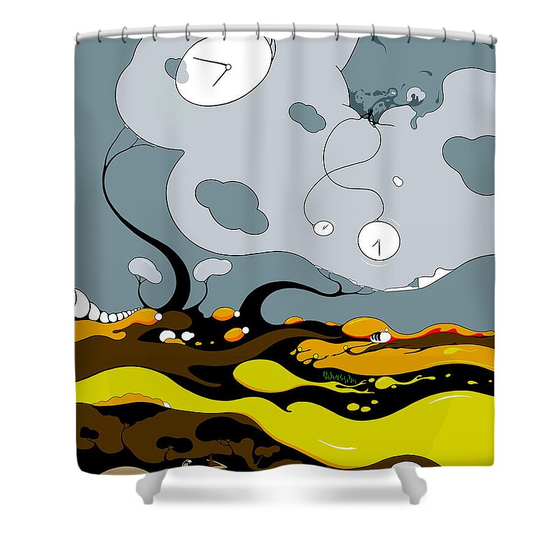 Surrealism Shower Curtain featuring the drawing Exhausted by Craig Tilley