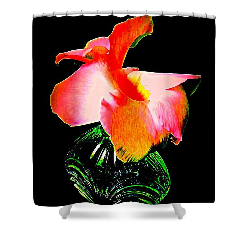 Pink Flowers Shower Curtain featuring the photograph Exotica In Green and Pink by VIVA Anderson