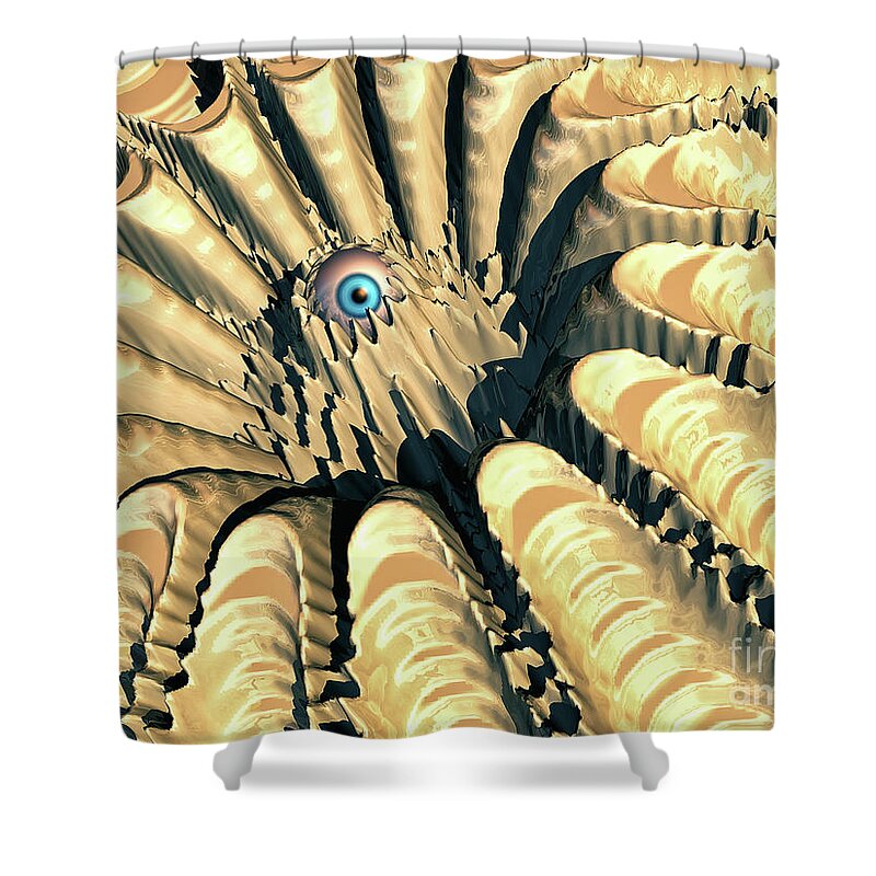 Science Fiction Shower Curtain featuring the digital art Eye of The Crater by Phil Perkins