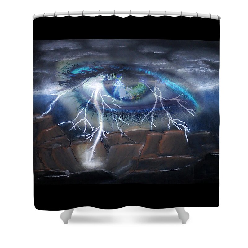 Eyes Shower Curtain featuring the mixed media Eye of the Storm by Ronald Mills