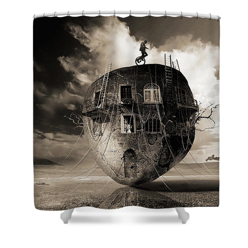 Surrealistic Landscape Rock Mass Windows Exterior Scenery Balcon Shower Curtain featuring the digital art Eyes are windows to the soul by George Grie