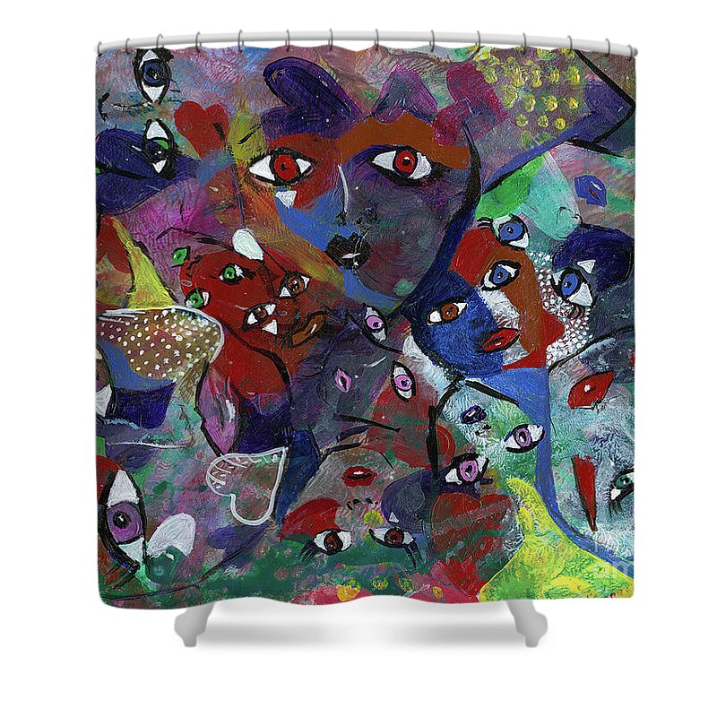 Eyes Shower Curtain featuring the painting Eyes Have It by Tessa Evette