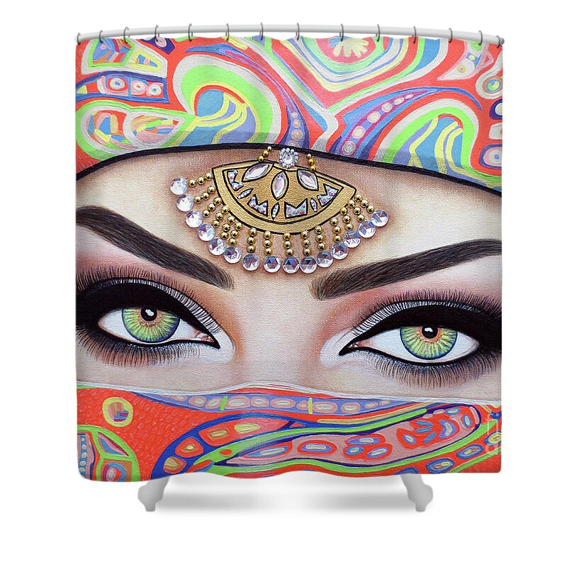 Art Shower Curtain featuring the painting Eyes That Pierce The Soul by Malinda Prud'homme