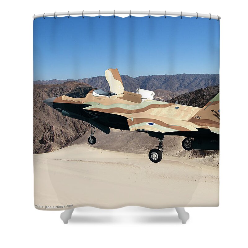 Lightning Shower Curtain featuring the digital art F-35IB Barak II by Custom Aviation Art