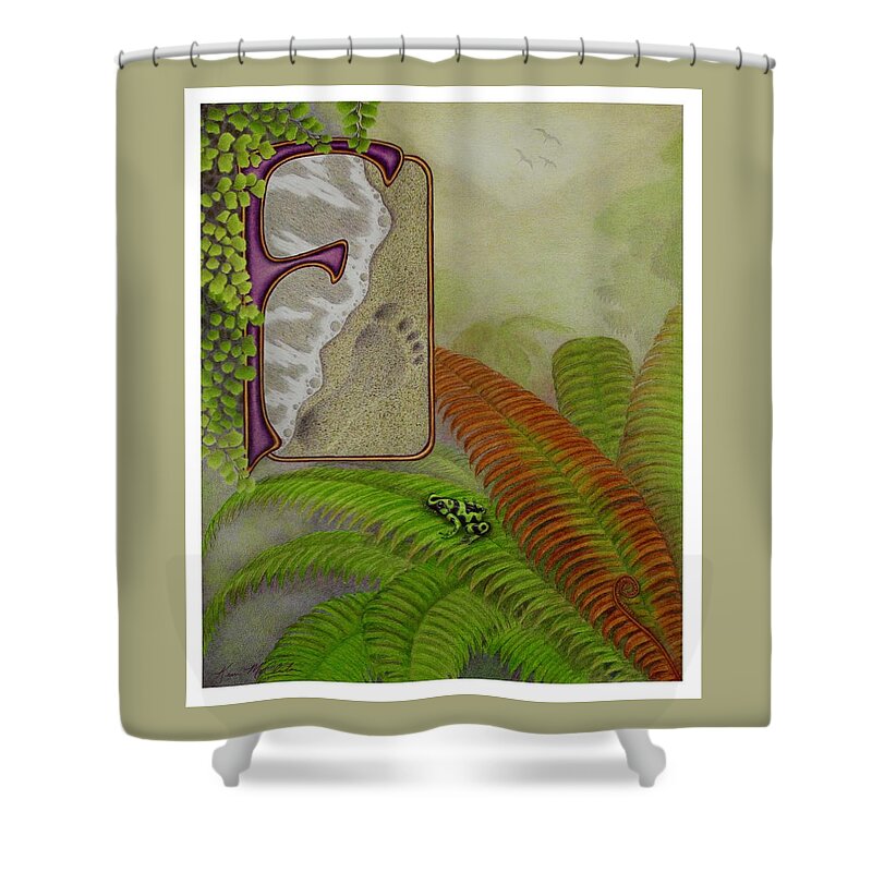 Kim Mcclinton Shower Curtain featuring the drawing F is for Fern by Kim McClinton
