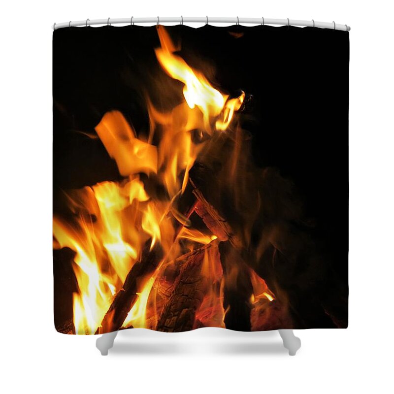 Fire Shower Curtain featuring the photograph Face in the Fire by Azthet Photography