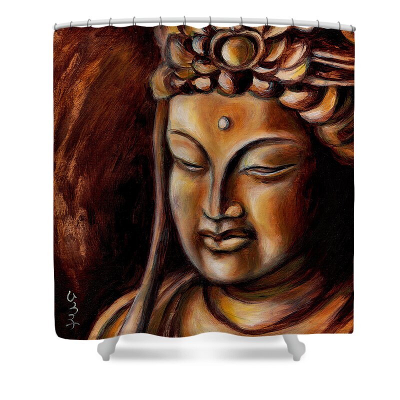 Zen Shower Curtain featuring the painting Face of Mercy No.2 by Hiroko Sakai
