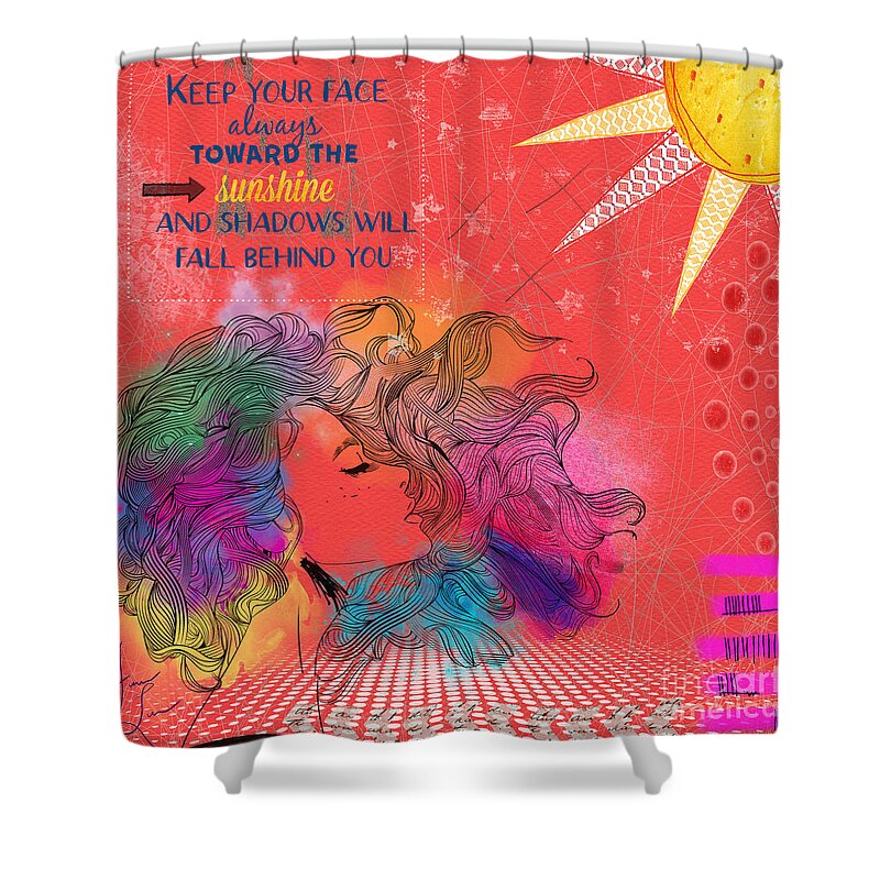 Sunshine Shower Curtain featuring the digital art Face the Sun by Janice Leagra