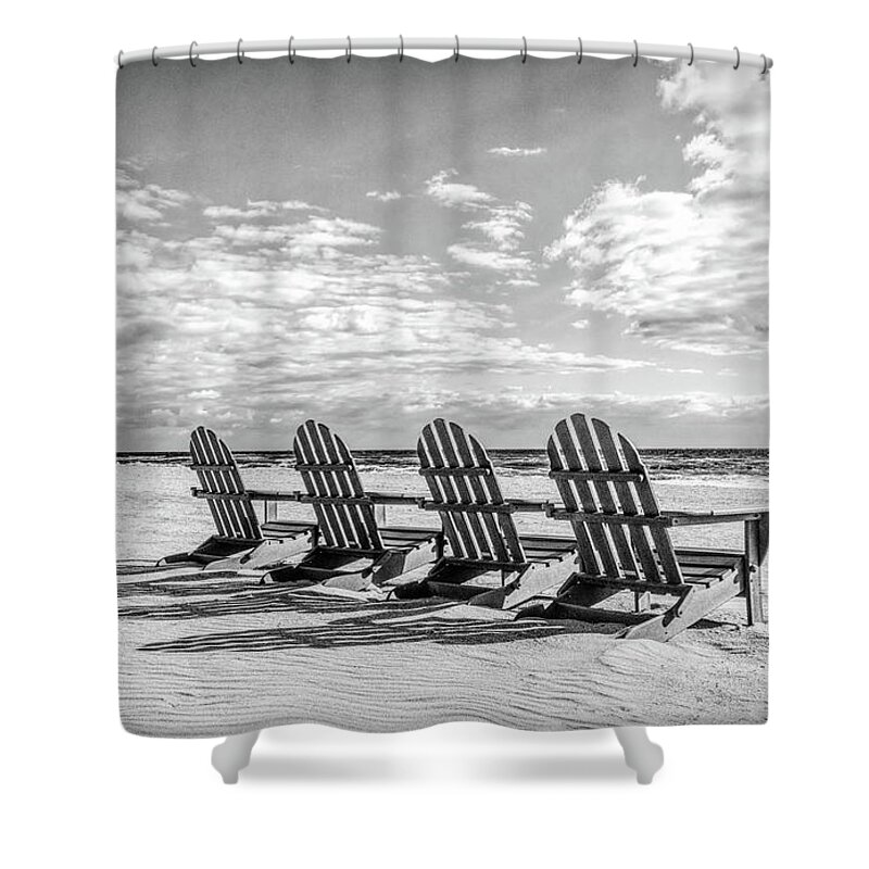 Black Shower Curtain featuring the photograph Facing the Morning Black and White by Debra and Dave Vanderlaan