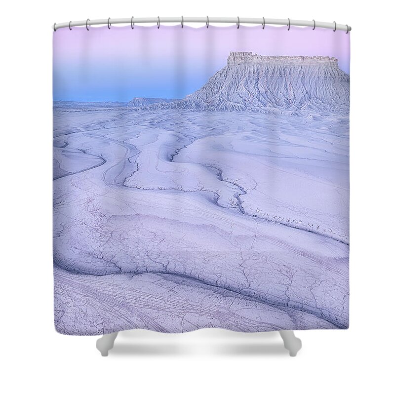 Factory Butte Shower Curtain featuring the photograph Factory Butte Utah by Susan Candelario