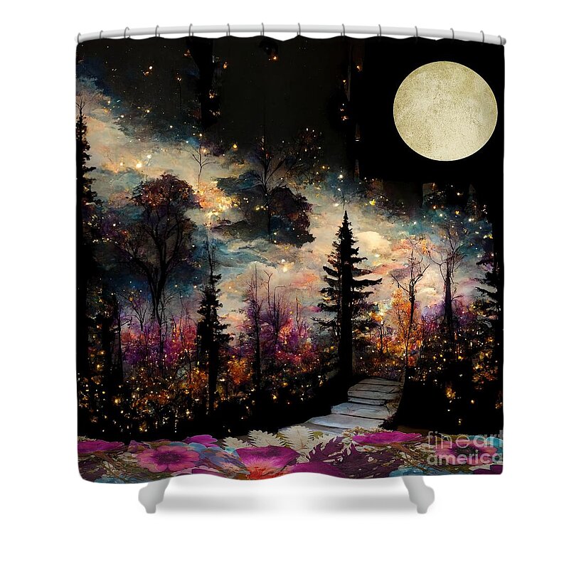Fairy Forest Shower Curtain featuring the painting Fairy Forest I by Mindy Sommers