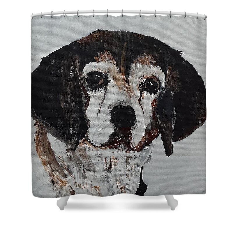 Family Pet Shower Curtain featuring the painting Faithful by Betty-Anne McDonald