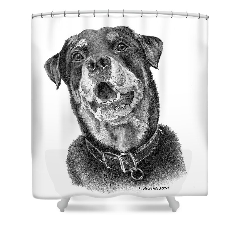 Dog Shower Curtain featuring the drawing Faithful Friend by Louise Howarth