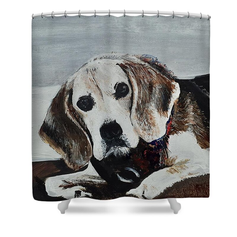 Pet Shower Curtain featuring the painting Faithfulness by Betty-Anne McDonald