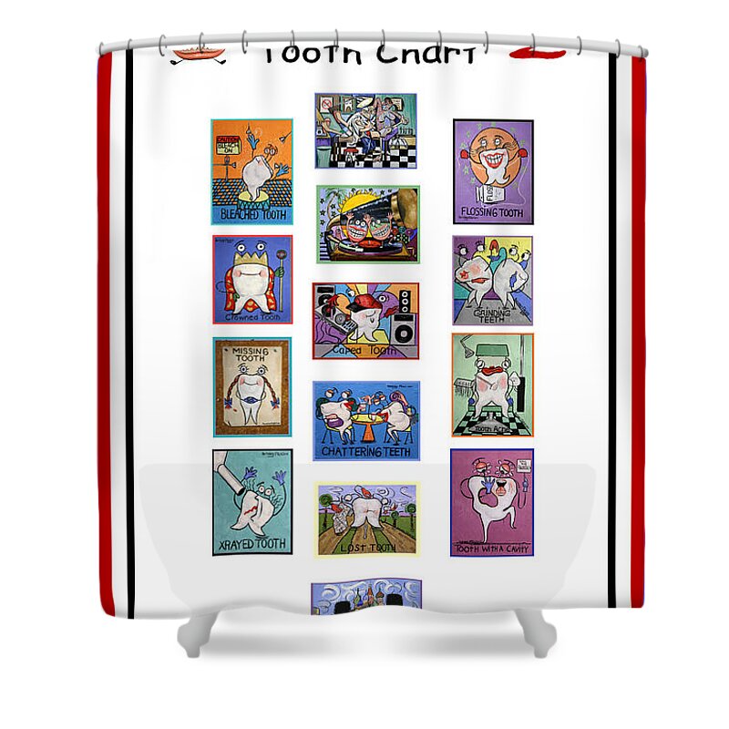 Falboart Tooth Chart 2 Shower Curtain featuring the painting Falboart Tooth Chart 2 by Anthony Falbo